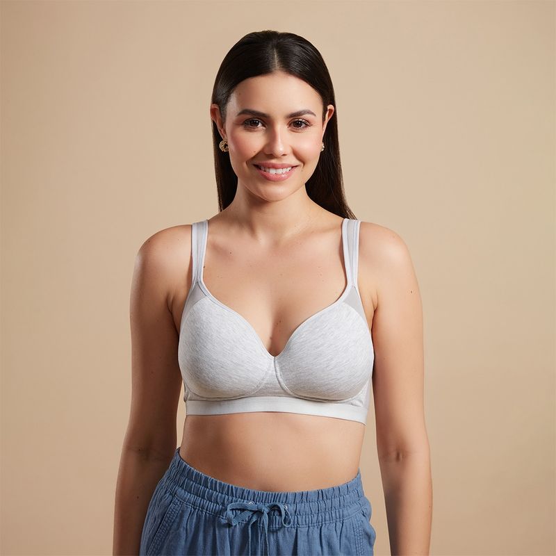 Nykd by Nykaa Breathe Cotton Lift Bra - NYB227 Grey Melange (38C)